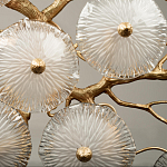 Потолочная люстра круглая ветвистыми бронзовыми элементами и стеклянными рифлеными дисками Textured Glass Chandelier варинант исполнения - 5 | Loft Concept в Москве