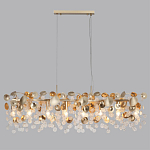 Люстра линейная с подвесками в форме монеток и золотистыми круглыми элементами из металла в виде лепестков FAIRYTREE Light варинант исполнения - 4 | Loft Concept в Москве