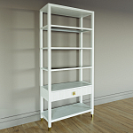 Стеллаж Elsa Dreams White со стеклянными полками и ящиком варинант исполнения - 1 | Loft Concept в Москве