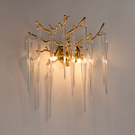 Бра золотого цвета с разветвленными ветвями и длинными прозрачными подвесками в форме стеклянных сосулек Droplet Chandelier варинант исполнения - 2 | Loft Concept в Москве