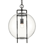 Подвесной светильник в форме шара из прозрачного стекла на линейном черном каркасе  Glass Ball with Seeds варинант исполнения - 2 | Loft Concept в Москве