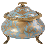 Шкатулка голубого цвета с золотым растительным узором Eden Garden варинант исполнения - 1 | Loft Concept в Москве