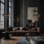 Настольная лампа на металлическом основании бронзового цвета с 4-мя черными конусовидными абажурами Dignity варинант исполнения - 5 | Loft Concept в Москве