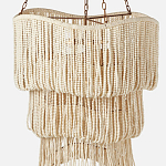 Трехъярусная люстра с подвесками из круглых деревянных бусин белая White Beads Three-tier Chandelier  варинант исполнения - 4 | Loft Concept в Москве