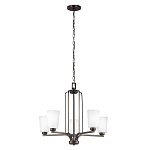 Люстра бронзового цвета с 5-ю матовыми стеклянными плафонами Generation Lighting варинант исполнения - 2 | Loft Concept в Москве