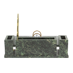 Настольный письменный набор из змеевика с подставкой под календарь и часами Successful Leader варинант исполнения - 3 | Loft Concept в Москве