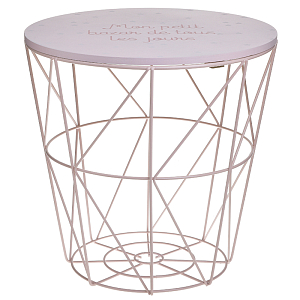 Круглый приставной стол-корзина Pink Wire Basket Side Table