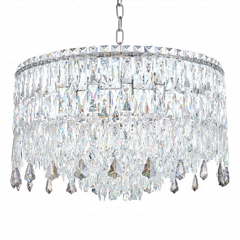 Люстра круглая с хрустальными подвесками на серебряном каркасе Roul Crystal Light Хром Прозрачный Люстра круглая с хрустальными подвесками на серебряном каркасе Roul Crystal Light Хром Прозрачный в Москве | Loft Concept
