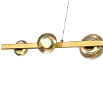 Люстра светодиодная линейная с 6-ю круглыми плафонами коньячного цвета Iona Chandelier Brass  варинант исполнения - 2 | Loft Concept в Москве