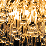 Люстра подвесная с прозрачными стеклянными подвесками в форме капель Диаметр 100 см Droplet Chandelier варинант исполнения - 10 | Loft Concept в Москве