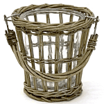Кашпо стеклянное в плетёной корзине Timber варинант исполнения - 1 | Loft Concept в Москве