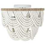 Круглый потолочный светильник с подвесками из круглых деревянных бусин Wooden Beads White Ceiling Lamp варинант исполнения - 2 | Loft Concept в Москве