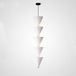 Подвесной светильник светодиодный в виде ряда белых металлических конусов  Herringbone варинант исполнения - 3 | Loft Concept в Москве