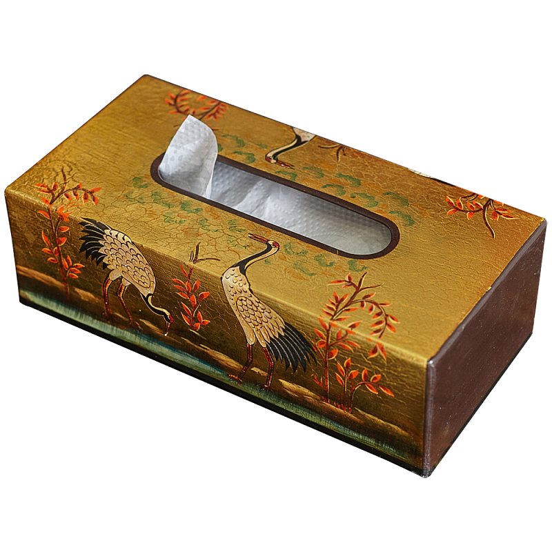     Chinoiserie Golden Cranes Tissue Box      | Loft Concept 