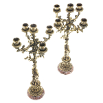 Подсвечники из бронзы на 10 свечей на подставке из камня креноид Stone Candlestick варинант исполнения - 2 | Loft Concept в Москве