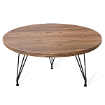 Стол журнальный c коричневой круглой столешницей на трех металлических ножках Charm Coffee Table варинант исполнения - 1 | Loft Concept в Москве