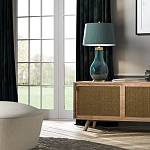 Настольная лампа с коническим дымчато-зелёным абажуром из искусственного шёлка Quintiesse варинант исполнения - 3 | Loft Concept в Москве