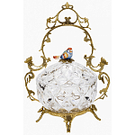 Конфетница с бронзовой ручкой и фарфоровой птичкой на крышке Eden Garden варинант исполнения - 1 | Loft Concept в Москве