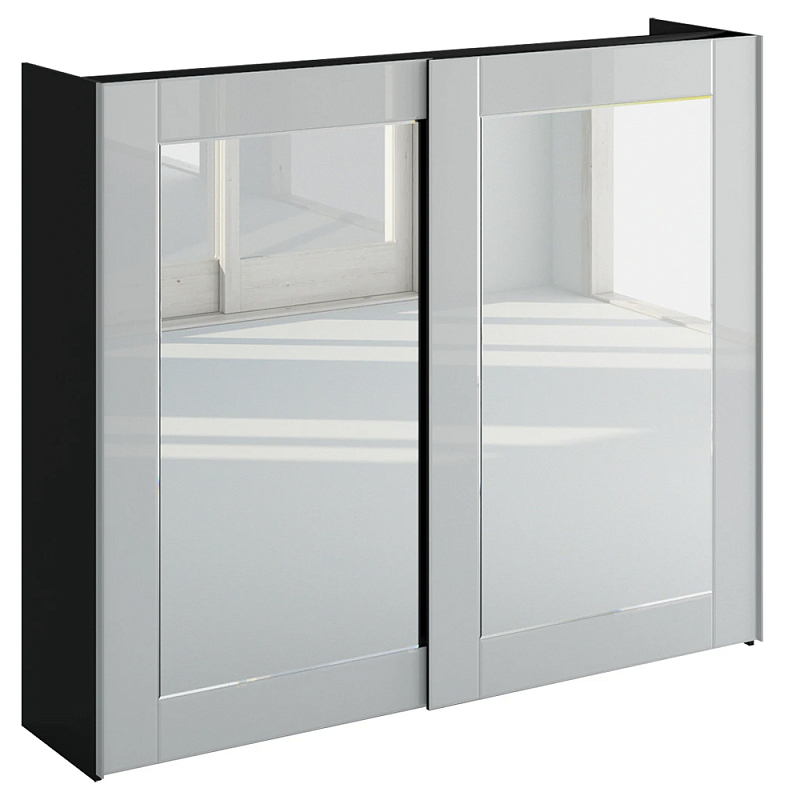 Шкаф-купе White Crystal Черный Белый Зеркало в Москве | Loft Concept 