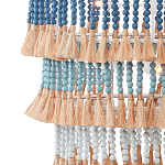 Люстра трехъярусная с декором из круглых деревянных бусин с кисточками Blue Wooden Beads Chandelier варинант исполнения - 2 | Loft Concept в Москве