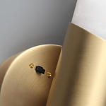 Бра с вытянутым цилиндрическим плафоном из белого алебастра на круглом основании Латунь Cryptocrystalline Stone варинант исполнения - 3 | Loft Concept в Москве