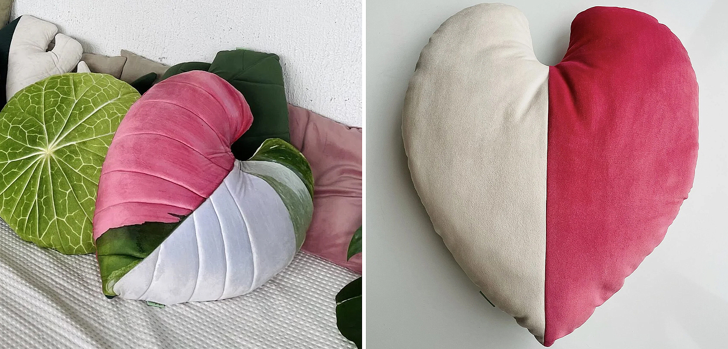 Декоративная подушка Botanical Cushion Filodendron Pink Princess Декоративная подушка Botanical Cushion Filodendron Pink Princess - Loft-Concept в Москве