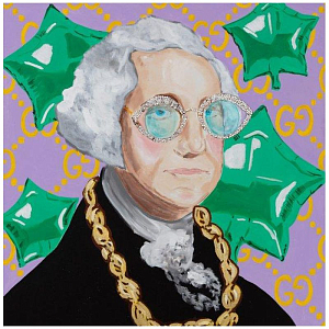 Картина George Washington with Green Mylar Balloons and Gucci Background