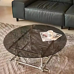 Дизайнерский журнальный стол с круглой столешницей на стальном основании Rivetyk варинант исполнения - 3 | Loft Concept в Москве