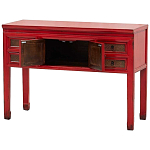 Деревянная консоль в китайском стиле с ящиками и дверцами красная Chinese Console Table варинант исполнения - 3 | Loft Concept в Москве