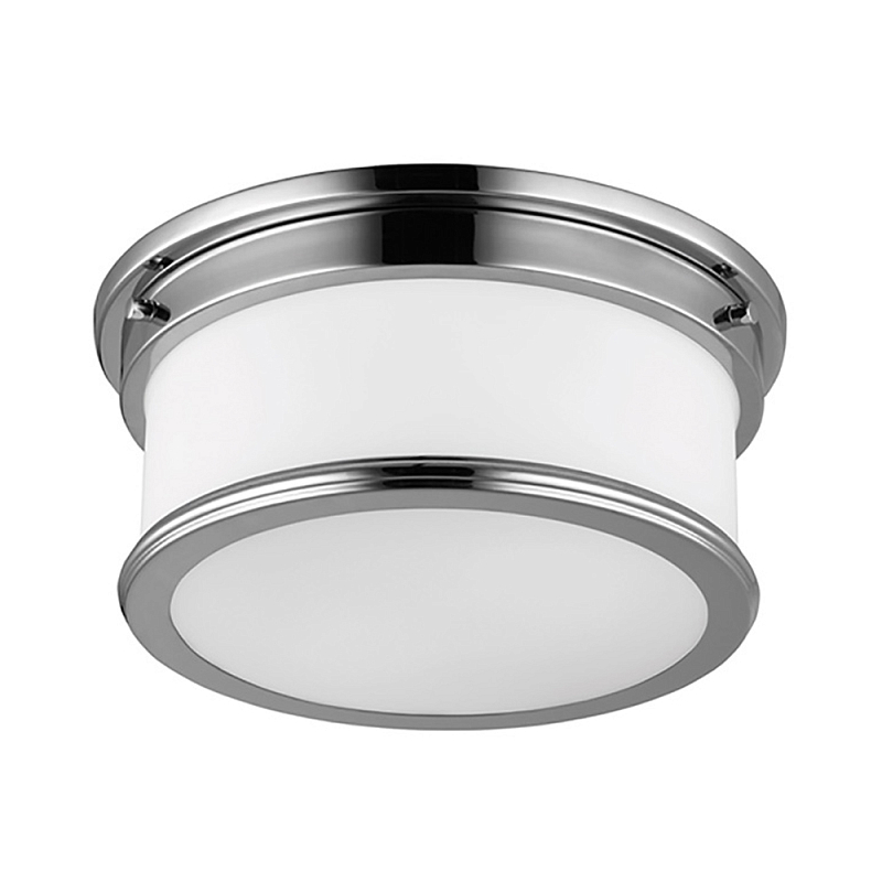 Потолочный светильник для ванных комнат цвета хром с вытянутым плафоном из молочного стекла Feiss Хром Белый в Москве | Loft Concept 