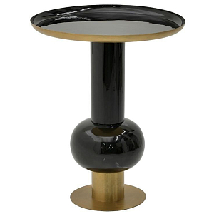 Круглый металлический приставной стол Calem Side Table Gold Black