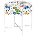 Пуф детский круглый с принтом на 4-х белых ножках Dinosaurs CHILDHOOD варинант исполнения - 1 | Loft Concept в Москве