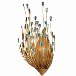 Бра настенное золотое с декором из бирюзовых элементов Peacock Tail варинант исполнения - 2 | Loft Concept в Москве
