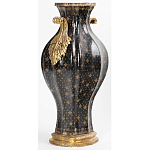 Ваза черного цвета из фарфора с золотистым узором и бронзовыми ручками Высота 39.5 см Eden Garden porcelain and bronze варинант исполнения - 1 | Loft Concept в Москве