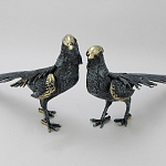 Статуэтка бронзовая пара Фазаны синие Bronze Birds варинант исполнения - 4 | Loft Concept в Москве