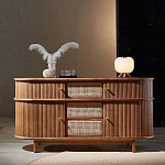 Дизайнерский комод овальный с фактурным фасадом и вставками из плетеных элементов Ambar варинант исполнения - 1 | Loft Concept в Москве