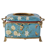 Салфетница прямоугольная голубого цвета с цветами и бабочками Blue Garden варинант исполнения - 1 | Loft Concept в Москве