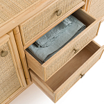 Длинный комод из ротанга с дверцами и ящиками Simone Rattan Chest of Drawers варинант исполнения - 4 | Loft Concept в Москве