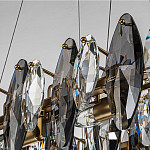 Люстра подвесная с овальными подвесками из стекла дымчатого цвета Harlow Crystal Round варинант исполнения - 3 | Loft Concept в Москве