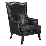 Кресло из натуральной кожи на 4-х деревянных ножках из массива бука Daniel Leather Armchair black варинант исполнения - 1 | Loft Concept в Москве