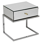 Тумбочка зеркальная с ящиком Mirror Chrome Cabinet варинант исполнения - 1 | Loft Concept в Москве