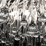 Люстра подвесная с прозрачными стеклянными подвесками в форме капель Диаметр 60 см Droplet Chandelier варинант исполнения - 17 | Loft Concept в Москве