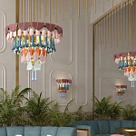 Люстра круглая с декором из разноцветных элементов в виде листьев Changing Seasons варинант исполнения - 12 | Loft Concept в Москве