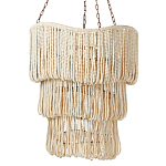 Трехъярусная люстра с подвесками из круглых деревянных бусин белая White Beads Three-tier Chandelier  варинант исполнения - 1 | Loft Concept в Москве