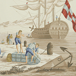 Обои ручная роспись Views of Italy Azure on Sepia варинант исполнения - 1 | Loft Concept в Москве