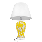 Настольная лампа желтая с изображением белых птиц Flight Among Acacia варинант исполнения - 3 | Loft Concept в Москве