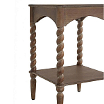 Приставной столик деревянный с резными ножками и нижней полкой Vintage Side Table Brown Wood варинант исполнения - 1 | Loft Concept в Москве