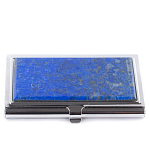 Визитница карманная металлическая с накладкой из натурального камня Лазурит Stone Business Card Holders  варинант исполнения - 1 | Loft Concept в Москве