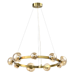 Люстра подвесная светодиодная с 9-ю круглыми плафонами коньячного цвета Iona Chandelier Brass  варинант исполнения - 1 | Loft Concept в Москве