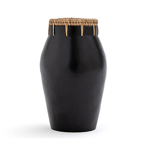 Ваза Ceramic Vase & Rattan D15